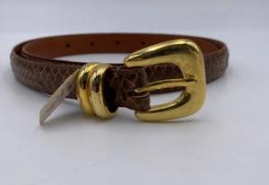 Jana Vintage Size Medium Brown Gold Buckle Genuine Snake Skin Belt New NWT - Picture 1 of 8