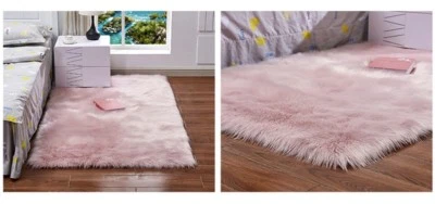 Alfombra de piel de oveja sintética lisa suave cubierta de asiento antideslizante alfombra mullida Foto 1 de 4