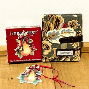 Longaberger Basket PEAR Tie On 2.5" Charm Ceramic + Photo Album Vtg 2000 NEW - Picture 1 of 8