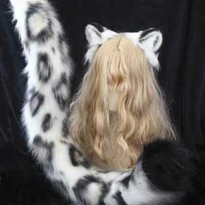 Halloween Handmade Animal Ear Simulation Snow Leopard Ear Tail Headwear Girl - Picture 1 of 9