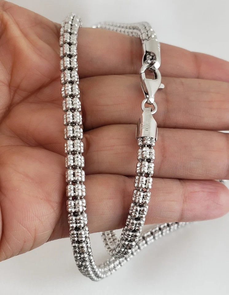  Collar de cadena de hielo de 5 mm de plata de ley 925 de 24" Foto 1 de 1