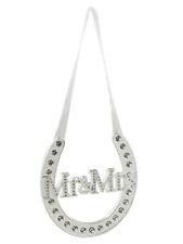 Wedding Lucky Horse Shoe Silver Plated Crystal Encrusted Mr & Mrs Wedding Gift