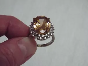 Silberring Pfirsich & weißer Edelstein Größe 6 - Bild 1 von 15