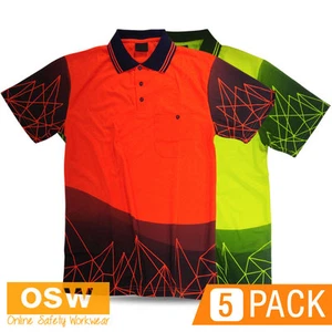 5 x Hi Vis Work COOL DRY Breathable Short Sleeve Yellow Orange Light Polo Shirts - Picture 1 of 5