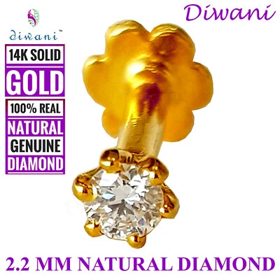 2.2mm Natürlich I Diamant Verlobung Nase Lippen Lippenscheibe Schraube Ab Ring - Bild 1 von 4