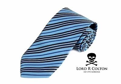 Corbata Lord R Colton Basics - Corbata a rayas azul y azul marino inglesa - $49 venta al por menor nueva Foto 1 de 3