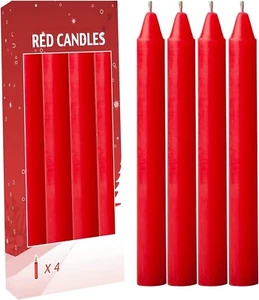 4 pcs Red Taper Dinner Candles Sticks 7 ¾ inch Tall x 3/4 inch (0.75) Diameter - Picture 1 of 5