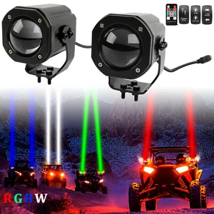For Can Am Polaris ATV UTV 2Pcs Whipless Laser RGB LED Whip Light Antenna Remote - Picture 1 of 22