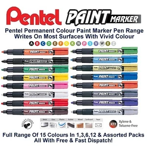 Pentel Paint Marker Pen Colour Paint Pens Metal Plastic Stone 2.5mm Line mmp20 - Picture 1 of 14