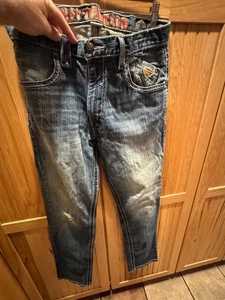 Harley Davidson Men Blue Denim Jeans 32x34 Tapered Leg Classic Fit Mid Rise - Picture 1 of 10