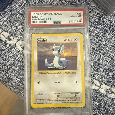 1999 Pokémon Shadowless Dratini Card #26 PSA 8 - Image 1 of 4