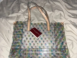Dooney & Bourke Large Clear Transparent IT Shopper Tote Multicolor Logo Rainbow - Imagen 1 de 7