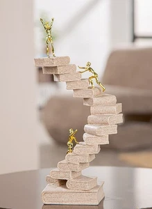 61413 Escultura Libro Persona Path Of Knowledge Resina Artística Crema Color Oro - Imagen 1 de 5