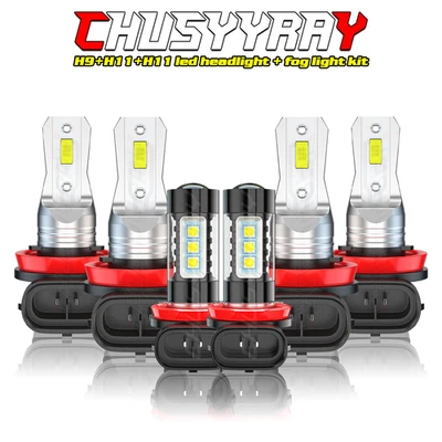 For 2011-2017 Toyota Sienna 6000k LED Headlight + Fog Light 6X Bulbs Combo Kit - Image 1 of 4