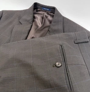 Polo Ralph Lauren braun Fensterscheibe 100% Wolle Anzug Größe 40 L Hose 35X32 - Bild 1 von 14