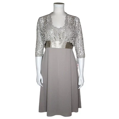 Sz 10p 2-Pc Women's Dress Set Champagne Chiffon Classic Formal Occasion NWT MOB - Image 1 of 4