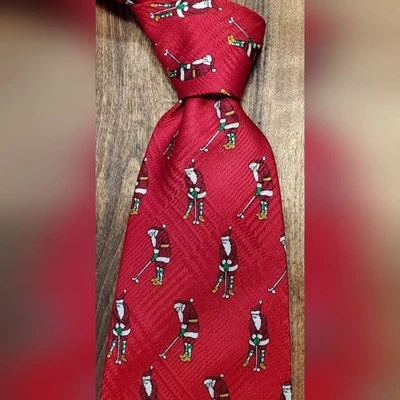 St. Nicks Tie Shop Dillards Christmas Holiday Golf Themed Silk Neck Tie - Image 1 of 4