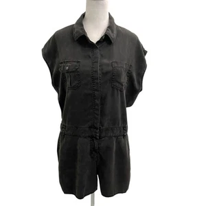 KAVU Utility Romper Playsuit Jumpsuit Chambray Boilersuit Charcoal size Medium - Picture 1 of 11