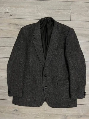 Men's Vintage Harris Tweed Wool Two Buttons Brown Blazer Jacket sz 42R  - Image 1 of 4