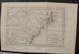 CAROLINAS & GEORGIA UNITED STATES 1773 BELLIN UNUSUAL ANTIQUE COPPER ENGRAVEDMAP - Picture 1 of 1