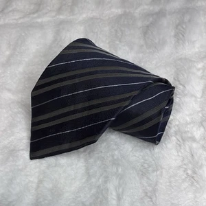 Emporio Armani Woven 100% Silk Neck Tie Blue Striped - Picture 1 of 4