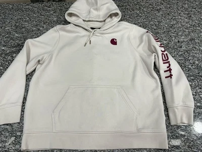 Sudadera con Capucha Carhartt Calce Suelto 2XL Crema Logo Manga Pullover Bolsillos Foto 1 de 4