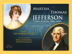 2008 Topps Update First Couples #FC3 Thomas Jefferson / Martha - US President - Picture 1 of 2