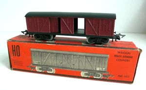 JOUEF "HO" WAGON COUVERT TP BOGIES REF 653 Lg 14cm 1959 BON ÉTAT BOITE - Imagen 1 de 6