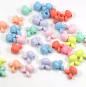 200 Mixed Pastel Color Acrylic Mini Rabbit Head Pony Beads 9mm for Kids Craft - Picture 1 of 6