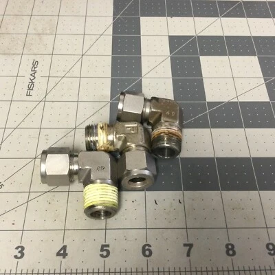 3/4 Tube x 1/2 MNPT 316ss Male Elbow Fitting Lot Of 3 (LMM01R) - Image 1 of 2