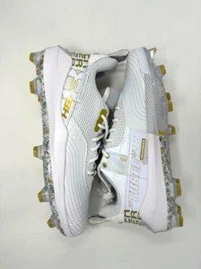 UNDER ARMOUR ' HARPER 7 LOW ELITE TPU ' WHITE/ GOLD ' SIZE 14 ' FOOTBALL CLEATS - Picture 1 of 6