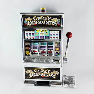 Crazy Diamonds TOY Slot Machine Coin Bank 100% Working Light Sound Casino Style - Image 1 of 4