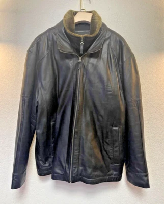 Charles Klein Leather Bomber Jacket Mens Size XXL Dark Brown Full-Zip Lined - Image 1 of 4