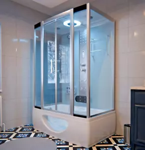 Luxus Komplettdusche+Badewanne Kombi 135x80x220 Fertigdusche Dusche Duschtempel - Bild 1 von 8
