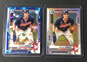 2021 Bowman Chrome Sapphire Nolan Jones + Mojo Refractor #BCB-35 Indians - Picture 1 of 4