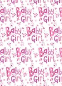 New Baby Girl Gift Wrapping Paper 1 Sheet & Matching Tag - Flowers & Butterflies - Picture 1 of 2