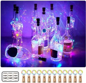 1-10x 20LED Wine bottle Cork Fairy String Battery Lights Wedding Decor Xmas Lamp - Picture 1 of 33