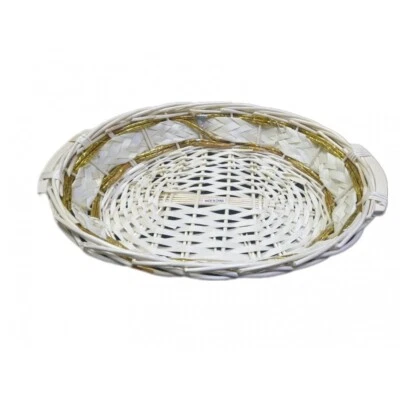 Large Oval Wicker Basket Willow Rattan Natural Woven Hamper Gift Carrier 54x39cm - Image 1 of 4