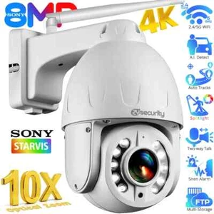 8MP 4K IP Camera 5X/10X Optical Zoom Outdoor Wifi Surveillance PTZ Auto Tracking - Picture 1 of 24