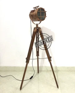 Christmas Style Lamps Searchlight Brown Tripod Wooden Floor Lamp Focus GIFTS/202 - Picture 1 of 6