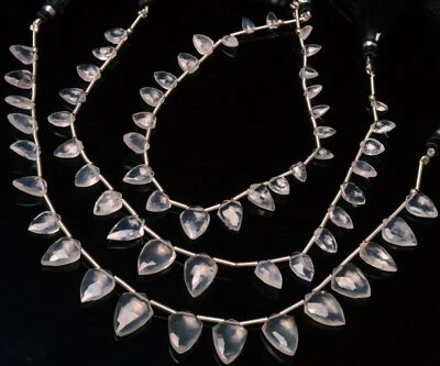 Natural Gem Himalayan Ice Quartz 7x5 to 10x7mm Faceted Beads Briolette 9" Strand - Image 1 of 4