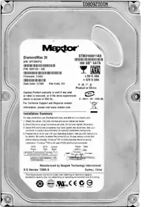 Hard Drive Maxtor DiamondMax 20 STM3160811AS 160GB 7200U/Min 8MB SATA II 3.5'' - Picture 1 of 3