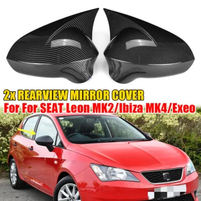 Tapa de cubierta de espejo lateral de fibra de carbono 2X para SEAT Ibiza MK4/Exeo/Leon MK2 2009-2012 Foto 1 de 4