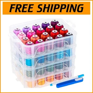 Complete Set of 80 Polyester Embroidery Threads with 4-Layer Organizer Box - Picture 1 of 9