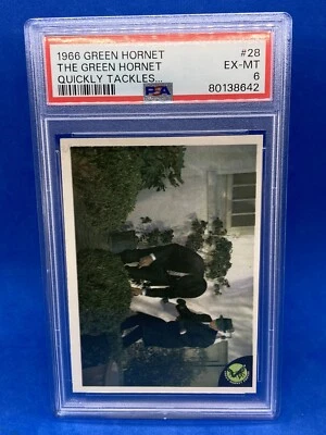1966 Donruss Green Hornet #28 "Quickly Tackles..." PSA 6 EX-MT  ZL895 - Image 1 of 2