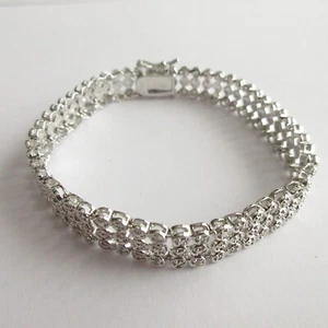 Sterling Silber Armband Diamant Chips Dee Berkley 925 Verschluss 7 Zoll - Bild 1 von 13