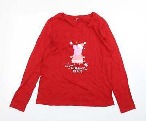 F&F Damski czerwony bawełniany top Piżama Top Rozmiar 12 - Świnka Peppa Boże Narodzenie