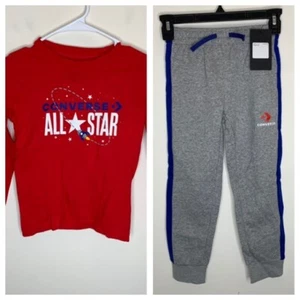 Nuevo con etiquetas Conjunto de pantalones y camisas Converse All Star para jóvenes niños talla 7 rojo/gris precio de venta sugerido por el fabricante $44 - Imagen 1 de 8