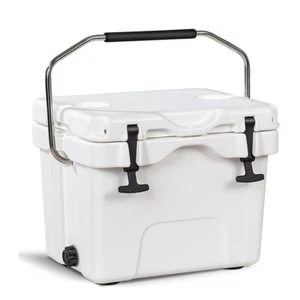 16 qt Ice Chest Box w/ Handle, Portable Leakproof Hard Cooler for Camping, White - Picture 1 of 5