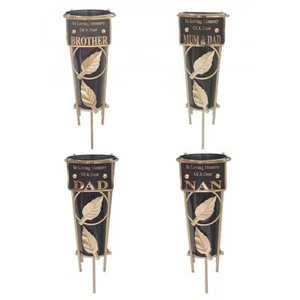Metal Grave Vases With Spike Flower Holder Graveside Gold In Loving Memory 35cm - Picture 1 of 22